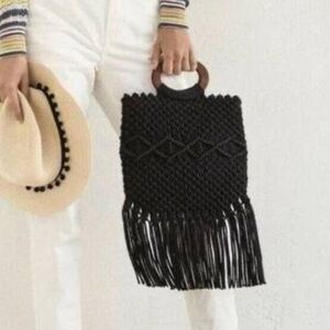 Danielle Nicole Wooden Handle Woven Bag